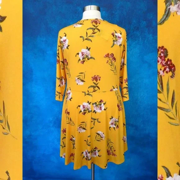 NWT Rue Yellow Floral Dress Size 3X - Picture 5 of 8